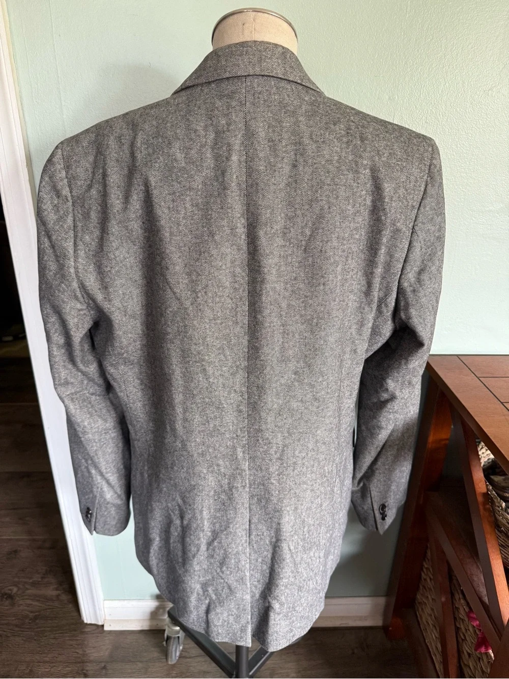 Banana Republic Tailored Fit Cotton Italian Fabric Grey Black Blazer Size 42R